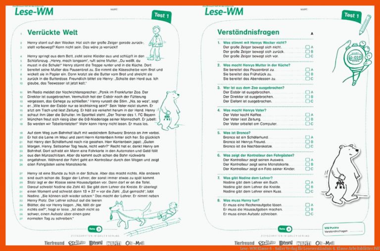 Lese-WM Klasse 4 - Sailer Verlag für leseverständnis 4. klasse arbeitsblätter pdf