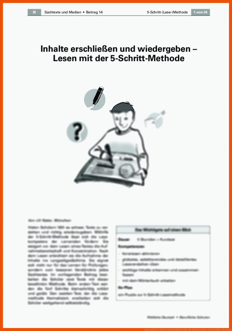 Lesen Mit Der 5-schritt-methode Raabits Online Fuer Sachtexte Klasse 5 Arbeitsblätter Kostenlos
