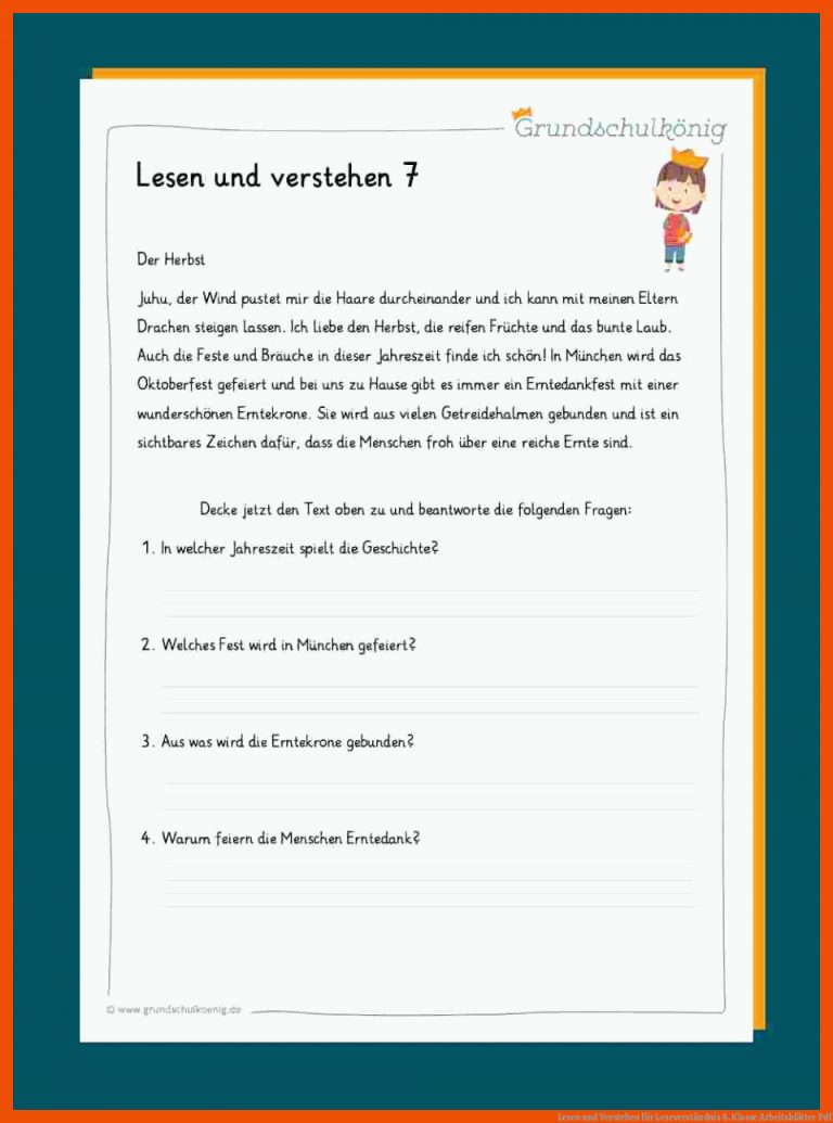 Lesen und Verstehen für leseverständnis 4. klasse arbeitsblätter pdf