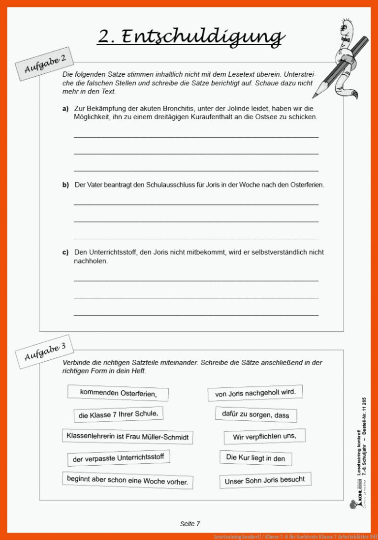 Lesetraining konkret! / Klasse 7-8 für sachtexte klasse 7 arbeitsblätter pdf