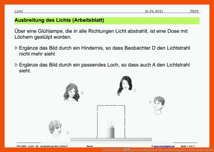 Licht (KW15) â getschooldigital.de für ausbreitung des lichts arbeitsblatt