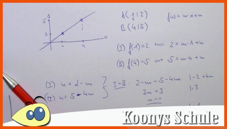 Lineare Funktion mit 2 Punkten aufstellen | Funktionen, Klasse 8, Mathe für lineare funktionen klasse 8 arbeitsblätter