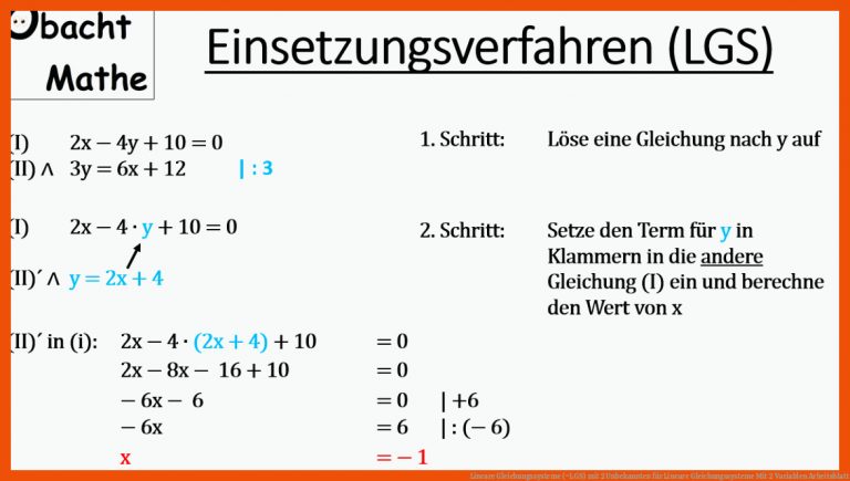 Lineare Gleichungssysteme (=LGS) mit 2 Unbekannten für lineare gleichungssysteme mit 2 variablen arbeitsblatt