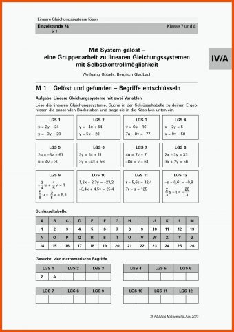 Arbeitsblätter Lineare Gleichungssysteme