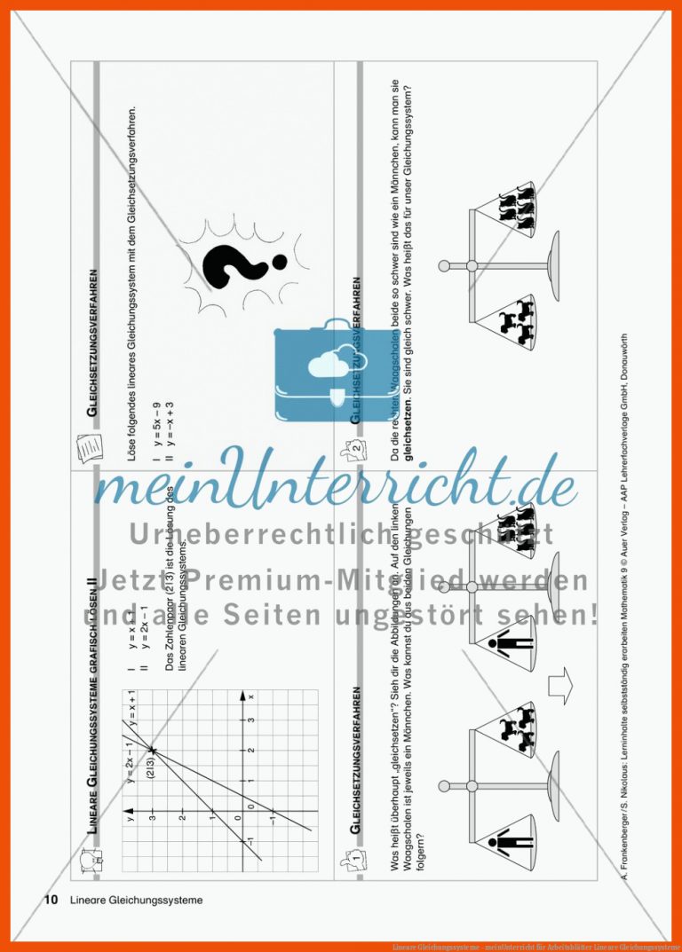 Lineare Gleichungssysteme - meinUnterricht für arbeitsblätter lineare gleichungssysteme