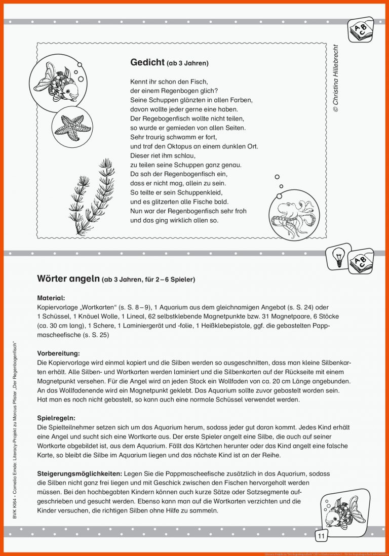 Literacy-projekt Zu "der Regenbogenfisch" (fÃ¼r Kinder Zwischen 2 ... Fuer Der Regenbogenfisch Arbeitsblätter