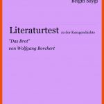 Literaturtest "das Brot" Von Wolfgang Borchert Fuer Das Brot Borchert Arbeitsblatt