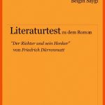 Literaturtest "der Richter Und Sein Henker" Von Friedrich DÃ¼rrenmatt Fuer Der Richter Und Sein Henker Arbeitsblätter