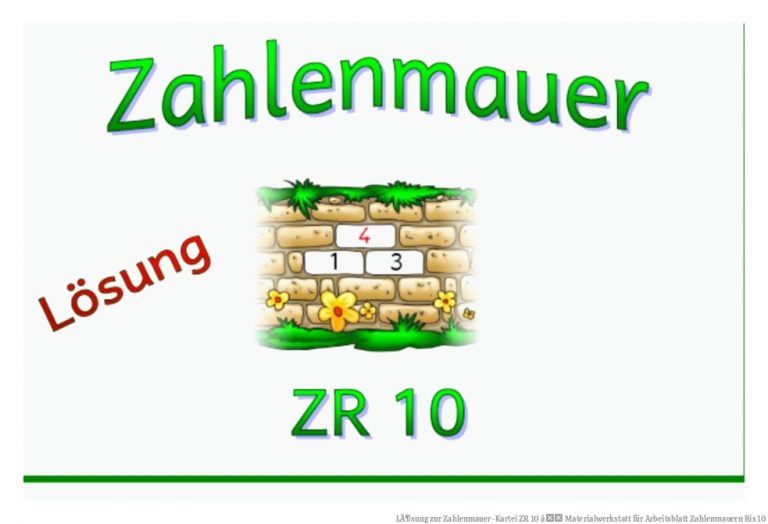 LÃ¶sung Zur Zahlenmauer-kartei Zr 10 â Materialwerkstatt Fuer Arbeitsblatt Zahlenmauern Bis 10