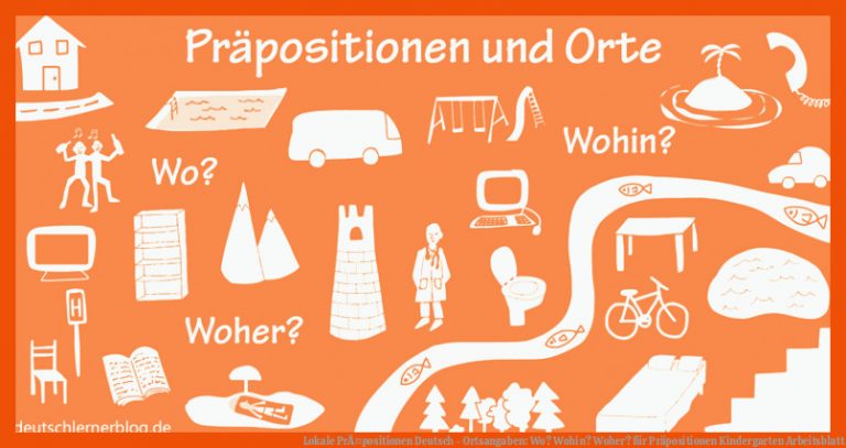 Lokale PrÃ¤positionen Deutsch - Ortsangaben: Wo? Wohin? Woher? für präpositionen kindergarten arbeitsblatt