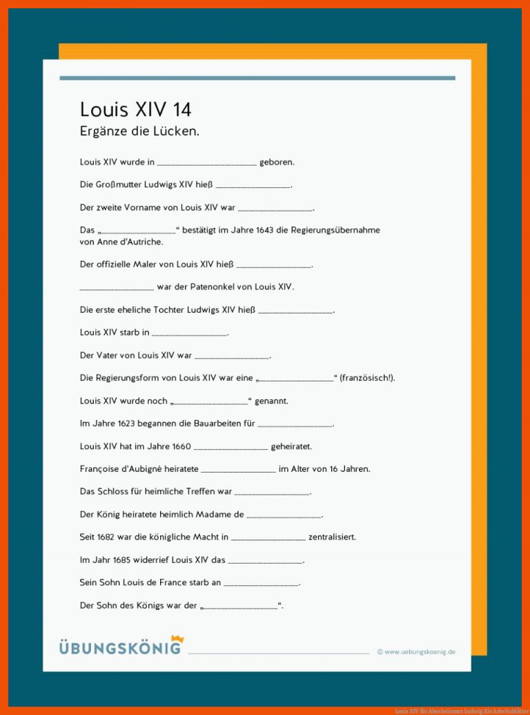 Louis XIV für absolutismus ludwig xiv arbeitsblätter