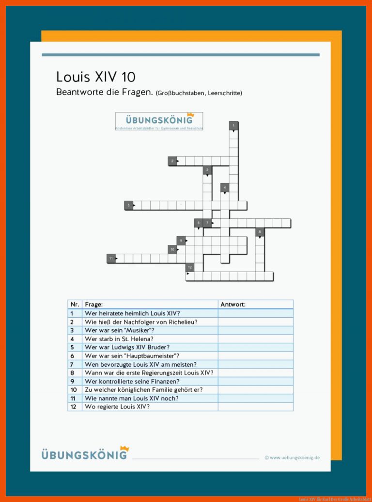 Louis XIV für karl der große arbeitsblatt