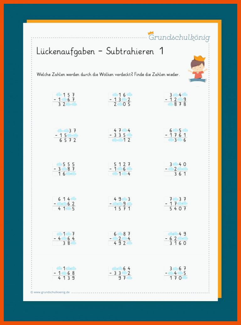LÃ¼ckenaufgaben / Klecksaufgaben schriftliches Subtrahieren für klecksaufgaben 4 klasse arbeitsblätter division