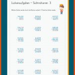 LÃ¼ckenaufgaben / Klecksaufgaben Schriftliches Subtrahieren Fuer Subtrahieren 3 Klasse Arbeitsblätter