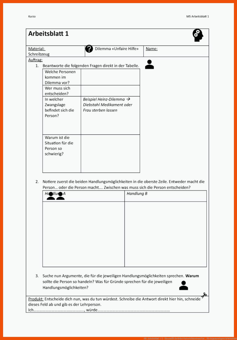 M5-arbeitsblatt-1 2 - Ein AusfÃ¼hrlicher Unterrichtsentwurf Zu ... Fuer Argumenttypen Arbeitsblatt