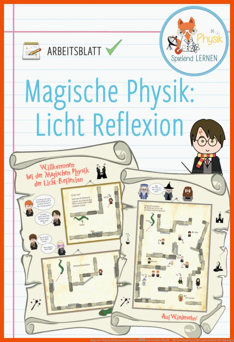 Magische Physik: Reflexion des Lichtes â Arbeitsblatt | Physik ... für brechung des lichts arbeitsblatt mit lösungen