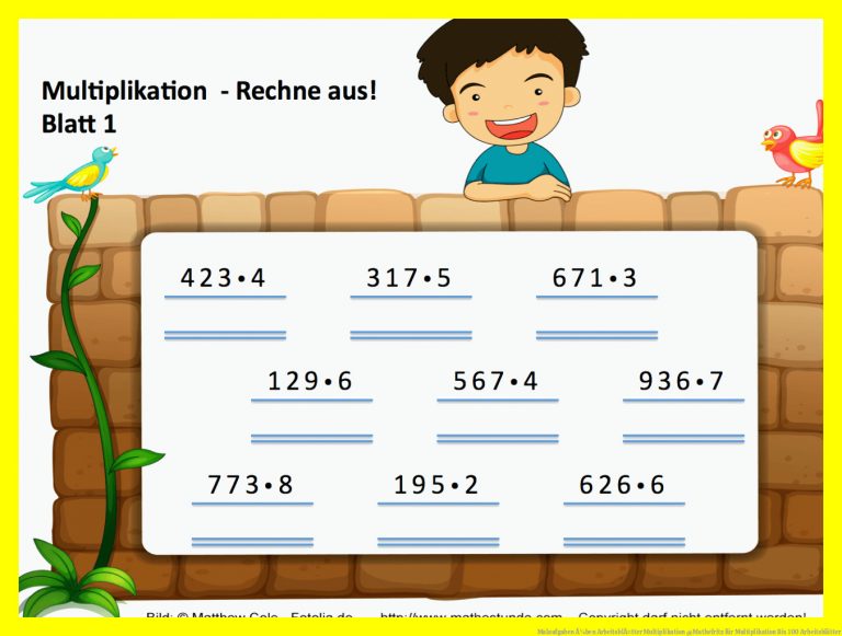 Malaufgaben Ã¼ben |ArbeitsblÃ¤tter Multiplikation @Mathefritz für multiplikation bis 100 arbeitsblätter