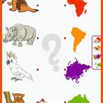Match Tiere Und Kontinente Lernspiel FÃ¼r Kinder Stock Vektor Art ... Fuer Kontinente Arbeitsblatt
