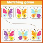 Matchschmetterlinge Und -blumen Durch GrÃ¶Ãe. Spiel FÃ¼r Kinder ... Fuer Symmetrie Schmetterling Arbeitsblatt
