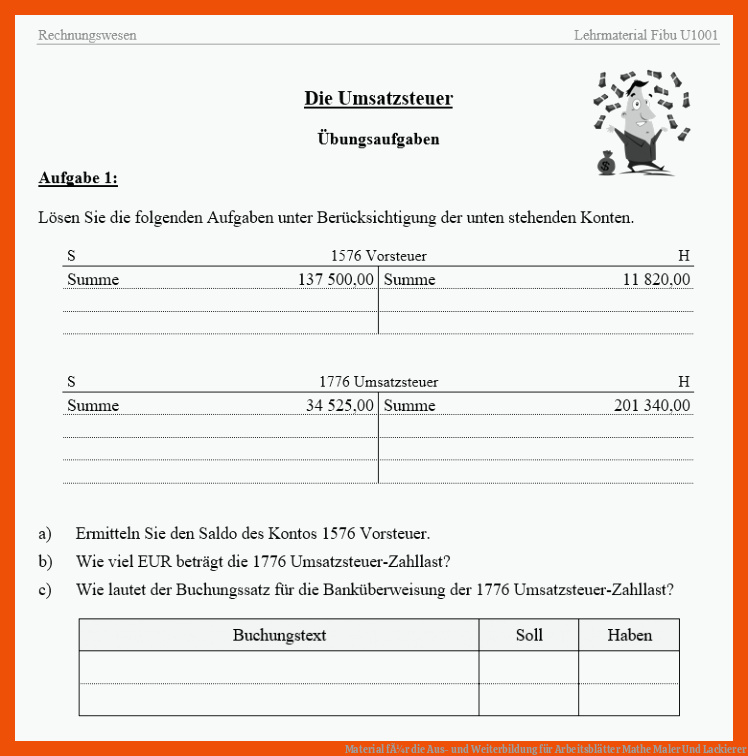 Material fÃ¼r die Aus- und Weiterbildung für arbeitsblätter mathe maler und lackierer