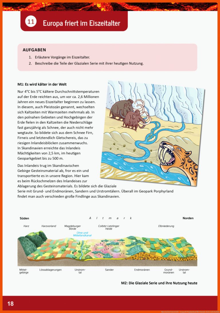 Material im Unterricht - Geopark Porphyrland für glaziale serie arbeitsblatt