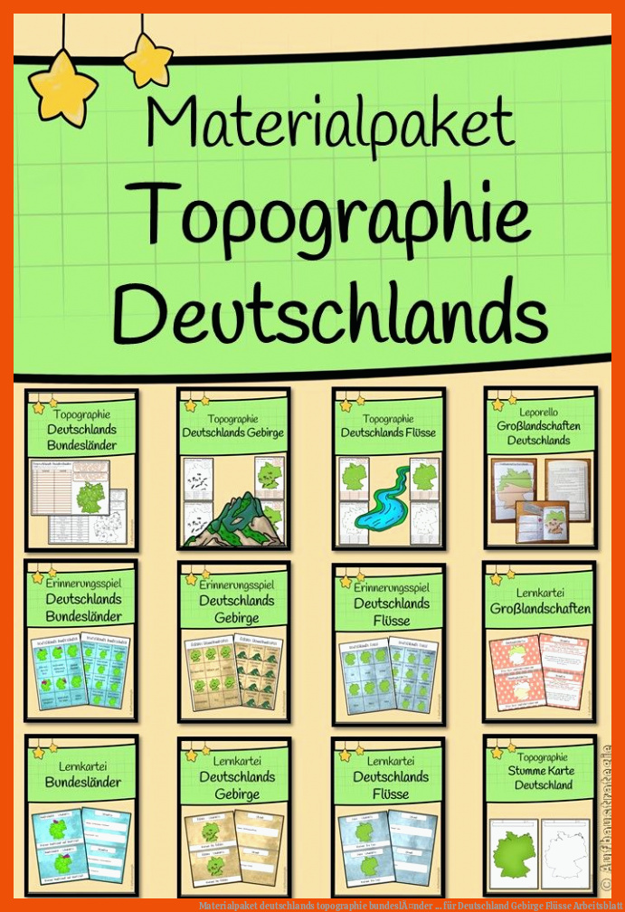 Materialpaket deutschlands topographie bundeslÃ¤nder ... für deutschland gebirge flüsse arbeitsblatt