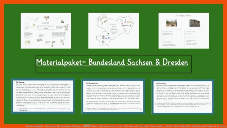 Materialpaket- Dresden/ Bundesland Sachsen â Unterrichtsmaterial In Den FÃ¤chern Erdkunde & Sachunterricht Fuer Arbeitsblätter Sachkunde Klasse 4 Sachsen