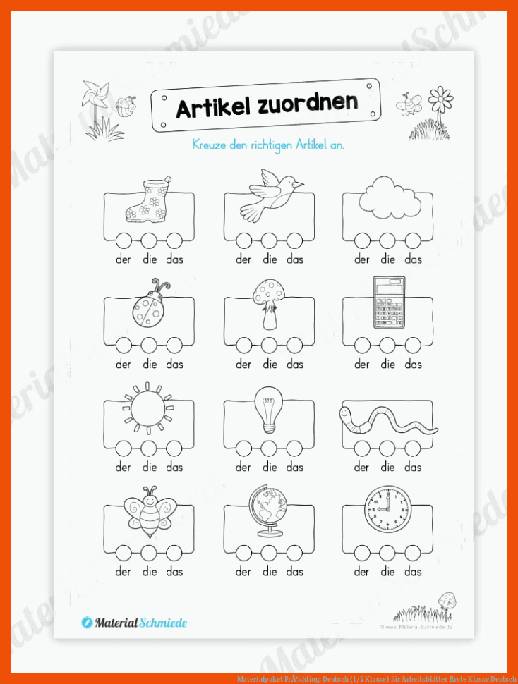 Materialpaket FrÃ¼hling: Deutsch (1/2 Klasse) für arbeitsblätter erste klasse deutsch