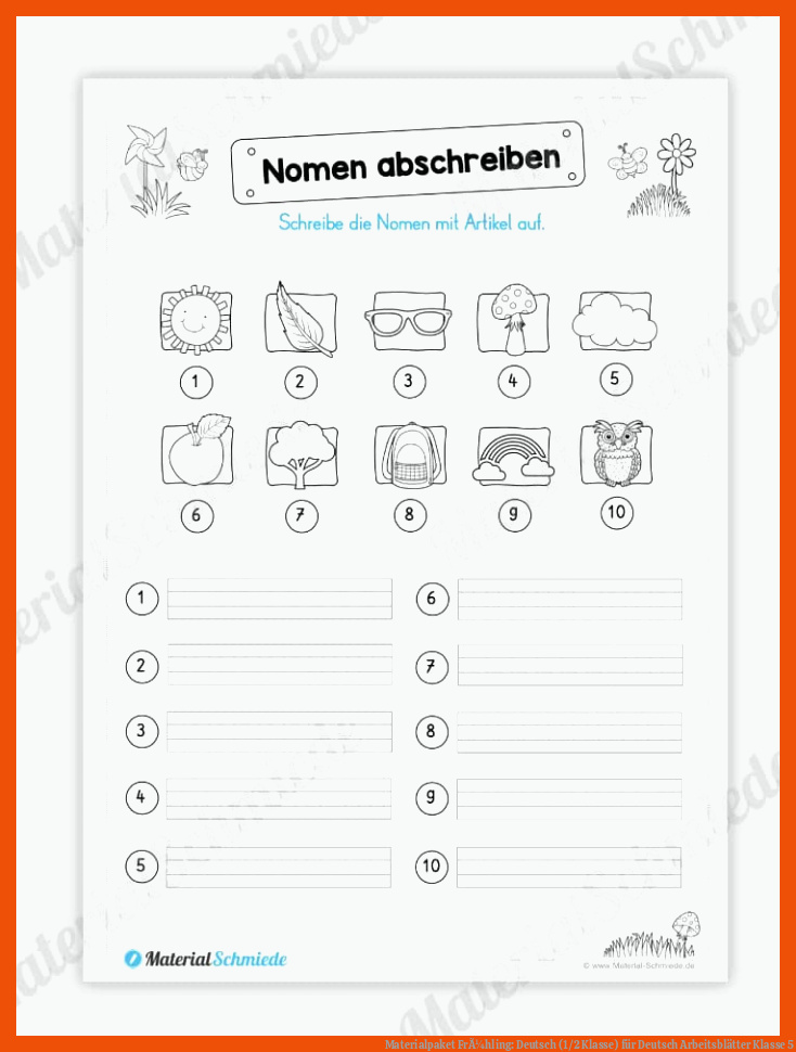 Materialpaket FrÃ¼hling: Deutsch (1/2 Klasse) für deutsch arbeitsblätter klasse 5