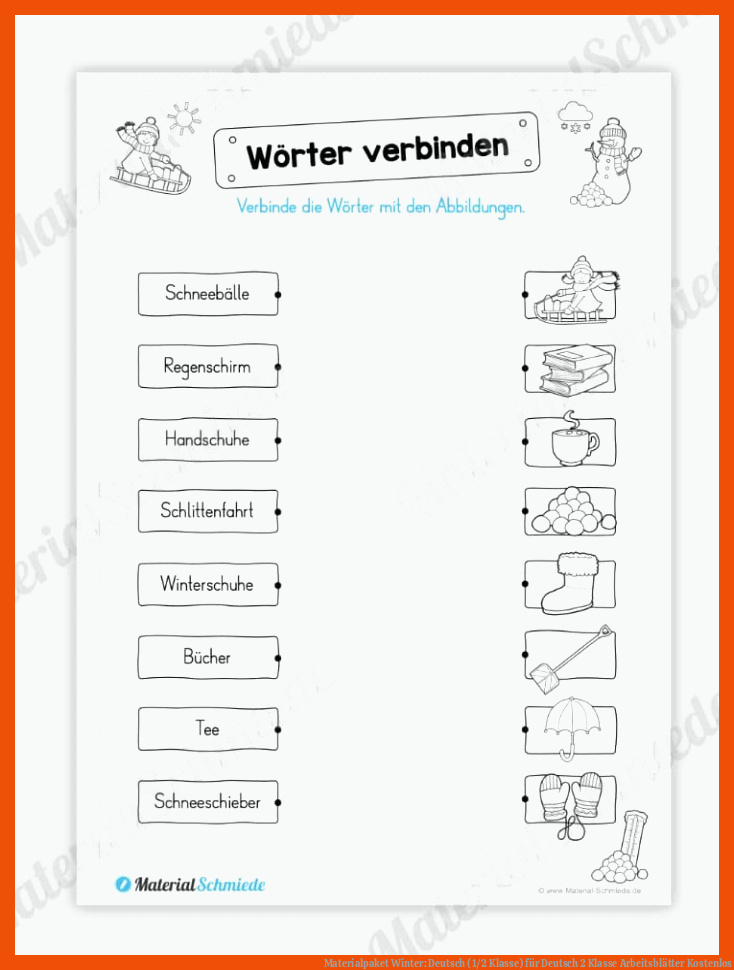 Materialpaket Winter: Deutsch (1/2 Klasse) für deutsch 2 klasse arbeitsblätter kostenlos