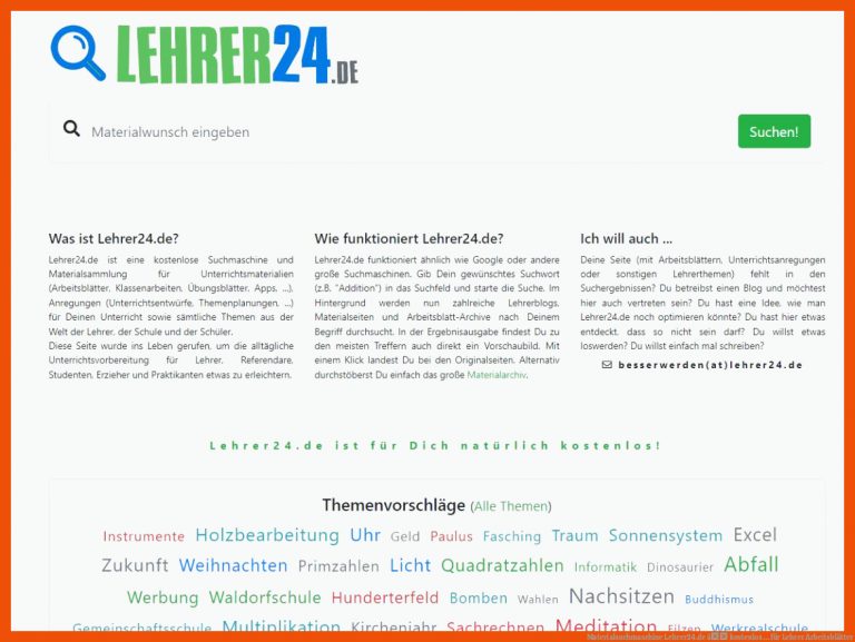 Materialsuchmaschine Lehrer24.de â kostenlos ... für lehrer arbeitsblätter