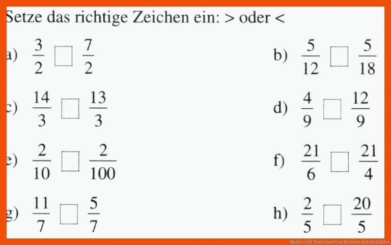 Mathe 6 für erweitern von brüchen arbeitsblätter