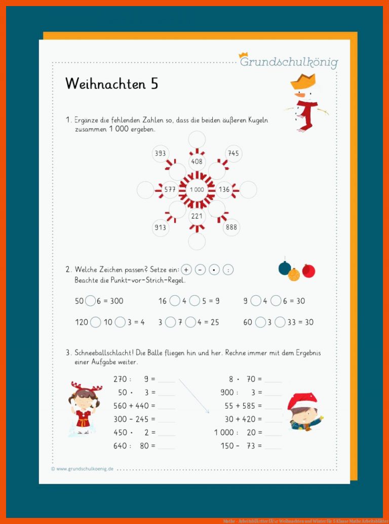 Mathe - ArbeitsblÃ¤tter fÃ¼r Weihnachten und Winter für 5 klasse mathe arbeitsblätter