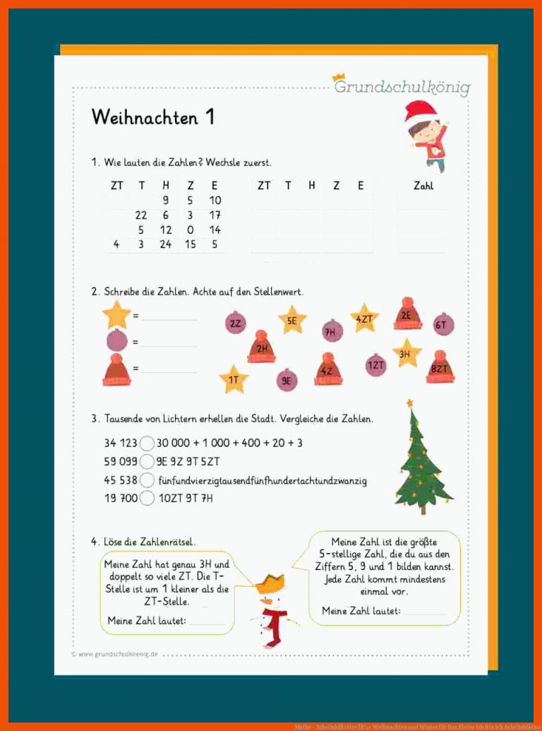 Mathe - ArbeitsblÃ¤tter fÃ¼r Weihnachten und Winter für das kleine ich bin ich arbeitsblätter