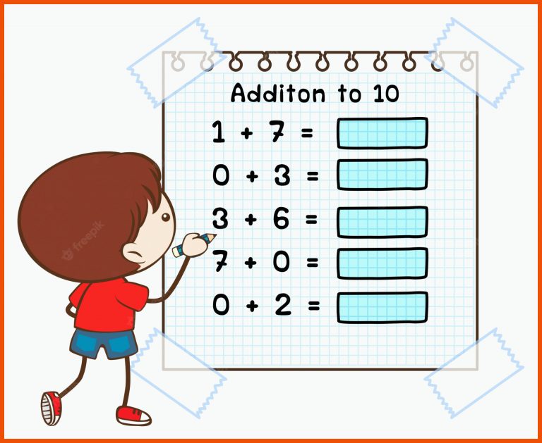 Mathe-arbeitsblatt fÃ¼r die ergÃ¤nzung zu zehn | Premium-Vektor für clipart arbeitsblatt