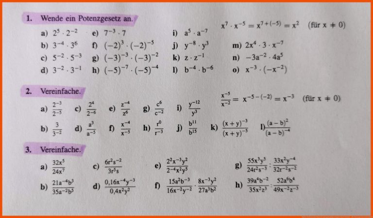 Mathe: Rechnen mit Potenzen mit ganzzahligen Exponenten? (Schule ... für potenzgesetze arbeitsblatt