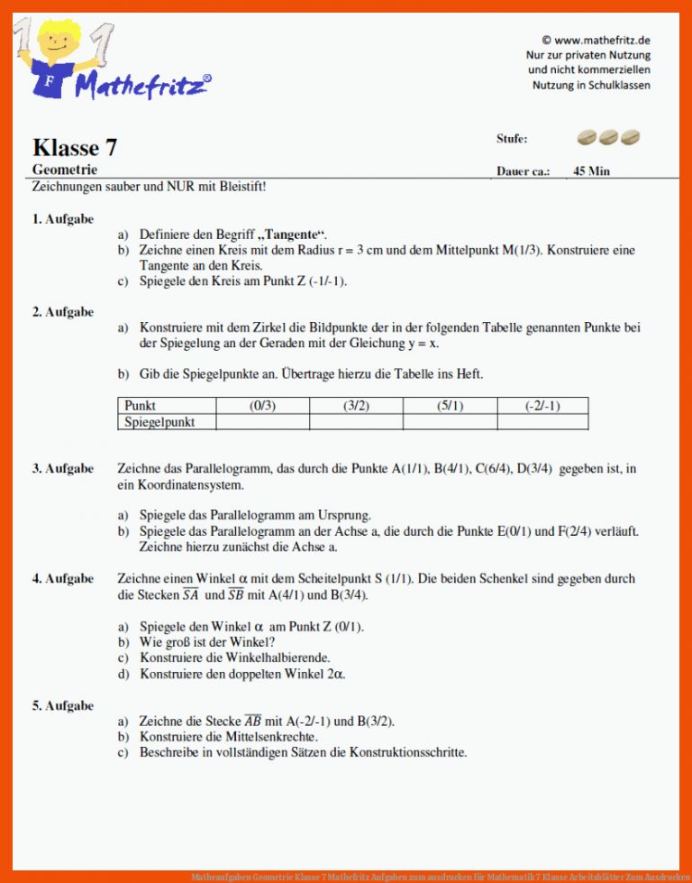 Matheaufgaben Geometrie Klasse 7 | Mathefritz Aufgaben zum ausdrucken für mathematik 7 klasse arbeitsblätter zum ausdrucken