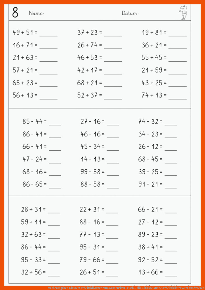 Matheaufgaben Klasse 2 ArbeitsblÃ¤tter Zum Ausdrucken Frisch ... für 2.klasse mathe arbeitsblätter zum ausdrucken