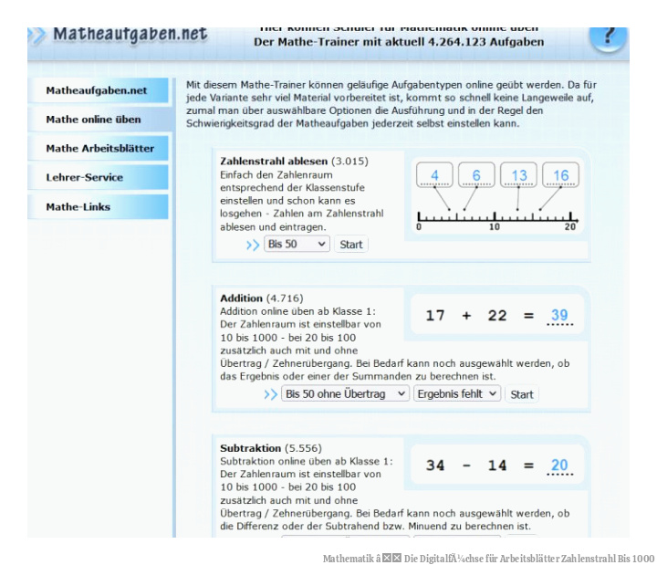 Mathematik â Die DigitalfÃ¼chse für Arbeitsblätter Zahlenstrahl Bis 1000