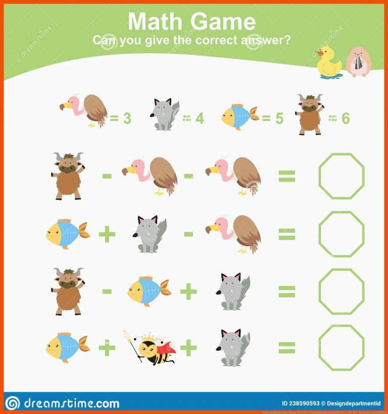 Mathematikspiel Zum thema Tiere FÃ¼r Vorschulische ArbeitsblÃ¤tter ... Fuer Tiere Im Herbst Arbeitsblätter