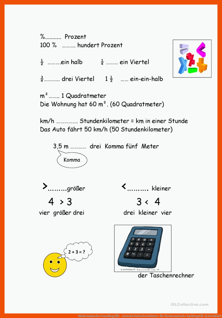 Mathematische Grundbegriffe - Deutsch Daf Arbeitsblatter für mathematische fachbegriffe arbeitsblatt