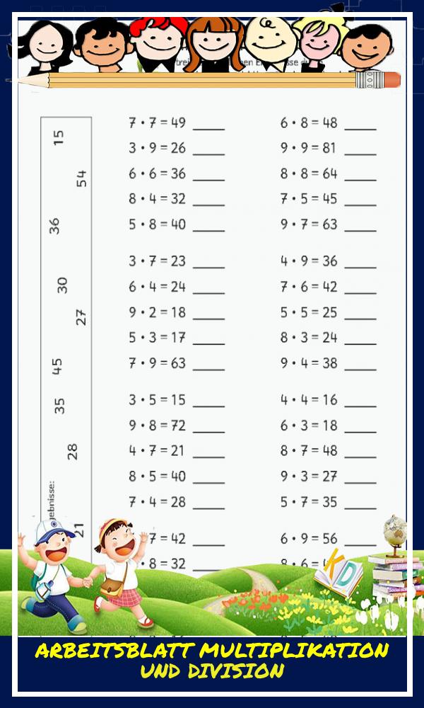 Arbeitsblatt Multiplikation Und Division