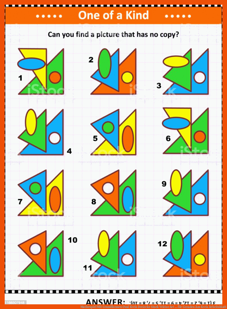 Mathespiel Mit Grundformen Oval Kreis Dreiecke Stock Vektor Art ... für geraden am kreis arbeitsblatt
