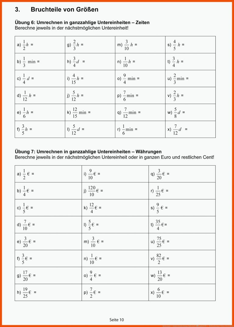 Mathestunde 5 - Einfache Bruchrechnung: Mathematik Ãbungsheft fÃ¼r ... für bruchrechnen 5 klasse arbeitsblätter