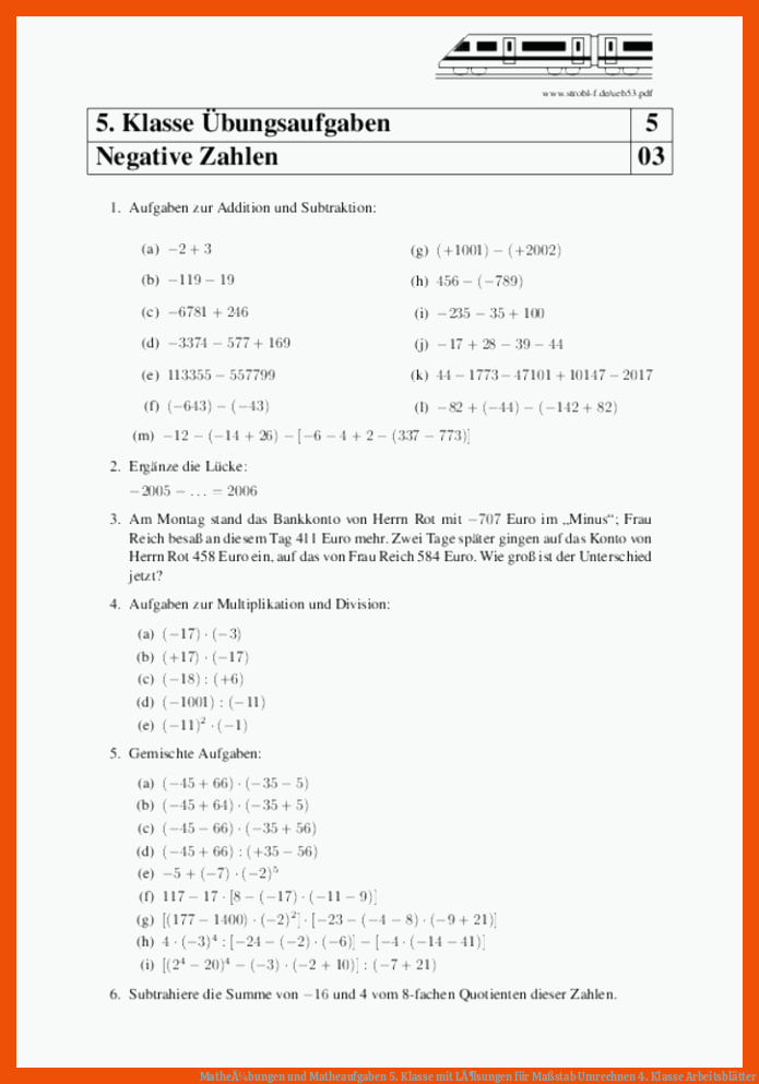 MatheÃ¼bungen und Matheaufgaben 5. Klasse mit LÃ¶sungen für maßstab umrechnen 4. klasse arbeitsblätter