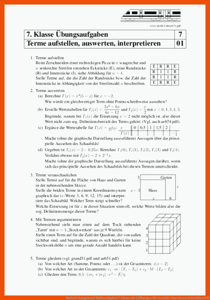 MatheÃ¼bungen und Matheaufgaben 7. Klasse mit LÃ¶sungen für gewichte umrechnen arbeitsblatt pdf