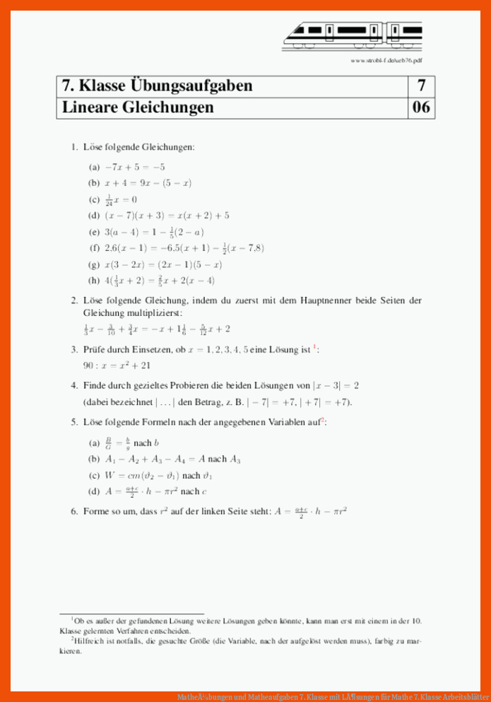 MatheÃ¼bungen und Matheaufgaben 7. Klasse mit LÃ¶sungen für mathe 7. klasse arbeitsblätter