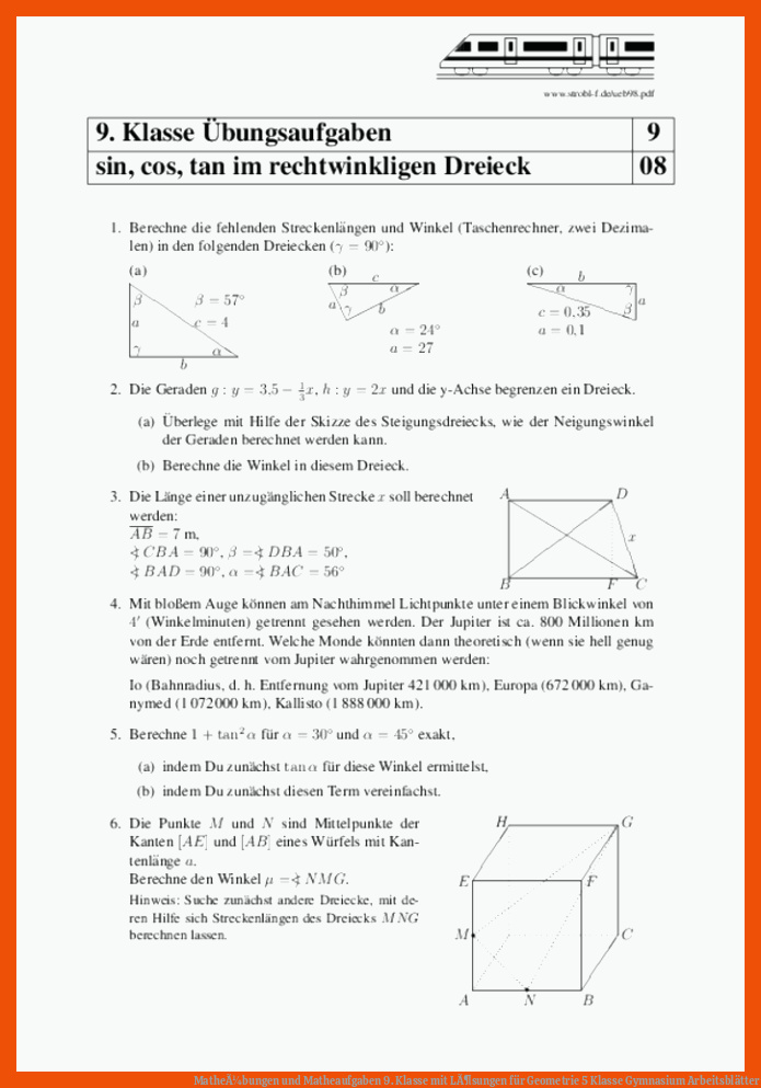 MatheÃ¼bungen und Matheaufgaben 9. Klasse mit LÃ¶sungen für geometrie 5 klasse gymnasium arbeitsblätter