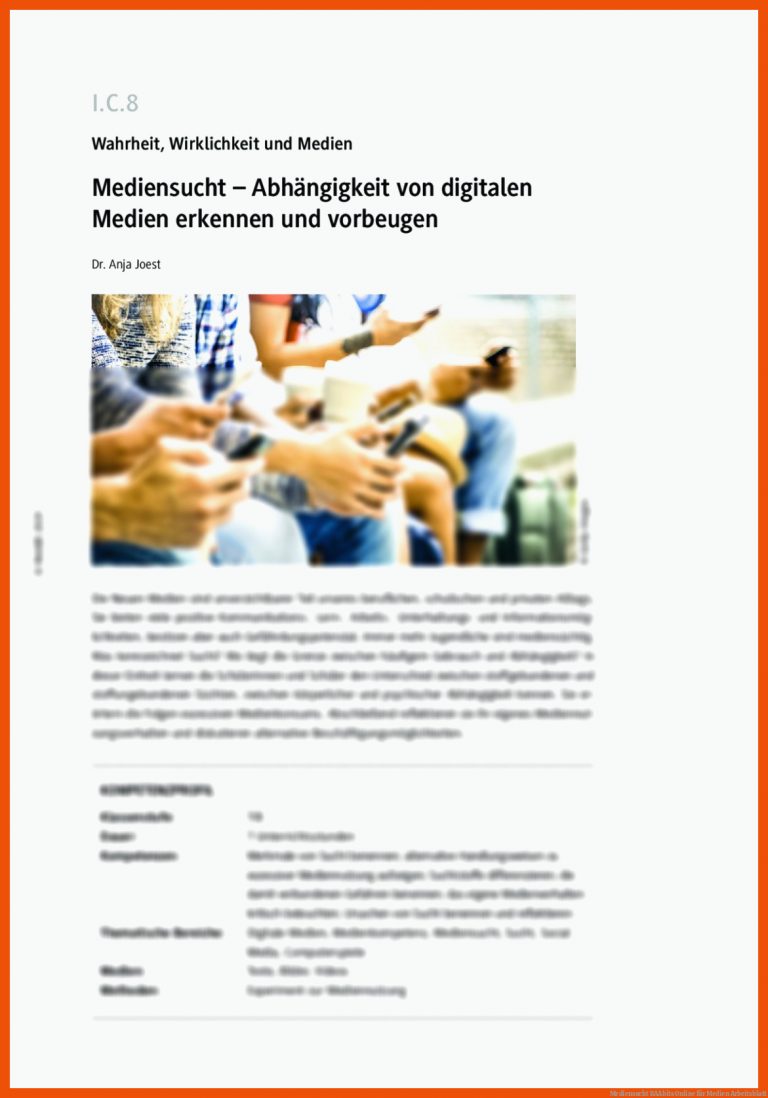 Mediensucht Raabits Online Fuer Medien Arbeitsblatt