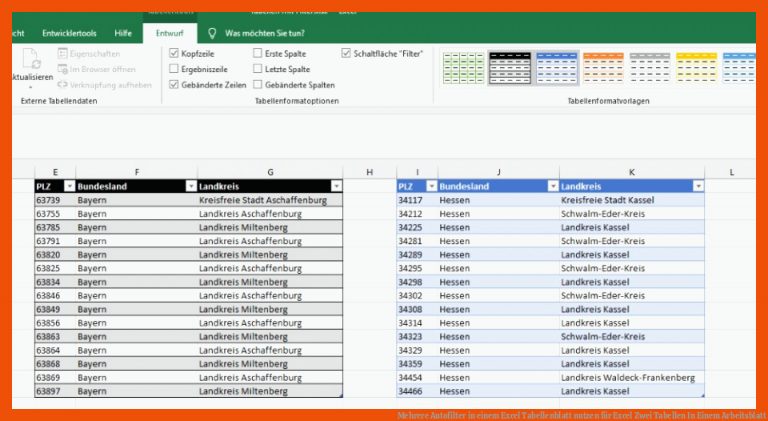 Mehrere Autofilter in einem Excel Tabellenblatt nutzen für excel zwei tabellen in einem arbeitsblatt